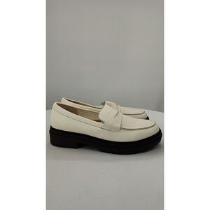 Quince Women Italian Leather Lug Sole Loafer Bone Shoes 10